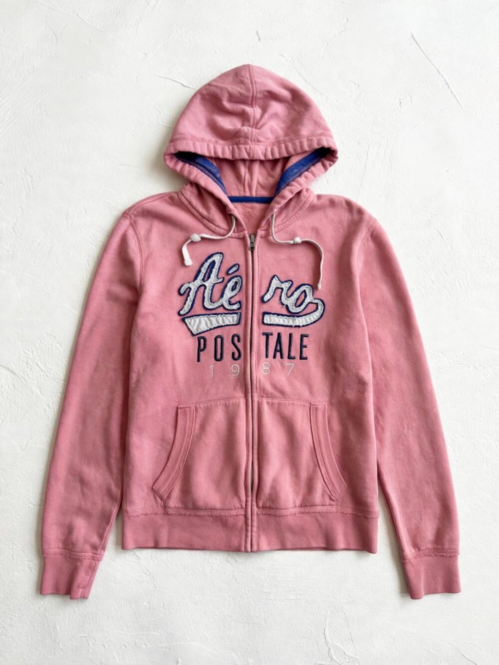 Aéropostale Pink Zip-Up Hoodie XL Embroidered 1987 Logo Cozy Y2K